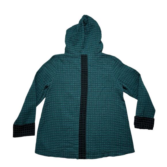 HABITAT Windowpane Quilted Hooded Lightweight Jacket in Teal & Black Size Small - Picture 5 of 10
